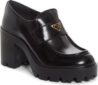 Prada Lug Sole Loafer Pump in F0002 Nero at Nordstrom, Size 36.5