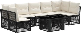 vidaXL Conjunto De Sof&aacute;s De Jard&iacute;n 7 Uds. Negro Rat&aacute;n Sint&eacute;tico Vidaxl