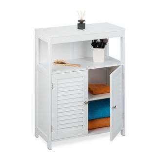 Relaxdays Armario De Ba&ntilde;o, 80 X 60 X 29 Cm, Mueble Wc Con Estante Regulable, 2 Puertas Y Caj&oacute;n Abierto, Mdf, Blanco - Relaxdays