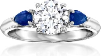 Ross-Simons Lab-Grown Diamond Ring With. Sapphires in 14kt White Gold