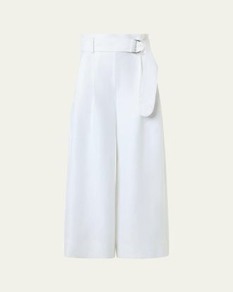 Akris Fiorella Linen Wide-Leg Culotte Pants