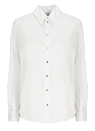 Elisabetta Franchi White Embroidered Logo Cotton Shirt