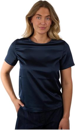 Max Mara Satijnen T-shirt - Dames - T-shirts - Blauw - S - Satijn - Tops