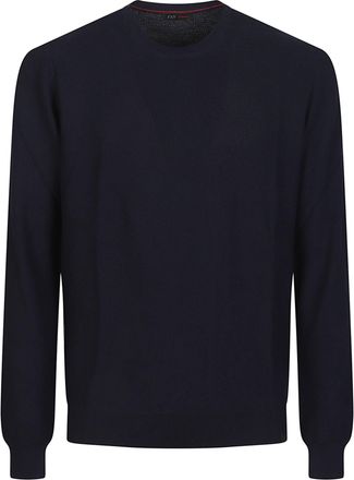 Fay Black Round Neck Cotton Sweater