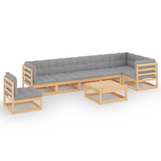 vidaXL Juego De Muebles De Jard&iacute;n 8 Pzas Y Cojines Madera Maciza Pino Vidaxl