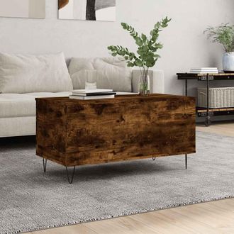 vidaXL Vidaxl - Mesa De Centro Madera Contrachapada Roble Ahumado 90x44,5x45 Cm