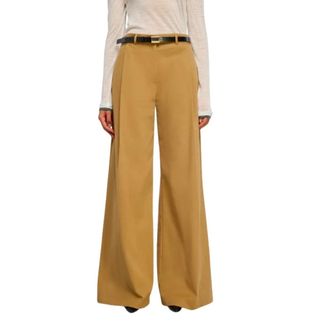 Semicouture Pantalones Anchos de Gabardina - Trousers - Mujer - Marr&oacute;n - XS