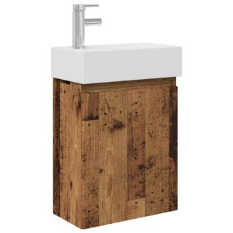 vidaXL M&oacute;dulo De Ba&ntilde;o Con Grifer&iacute;a Madera Envejecida Vidaxl