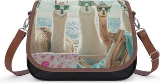Generic Funny Llama Beach Womens Crossbody Bag Fashion Shoulder Handbags Message Tote Bag with Adjustable Strap