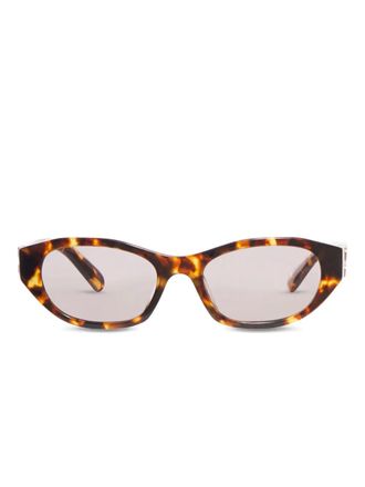 Miu Miu Eyewear logo-plaque sunglasses - women - Acetate - One Size - Brown