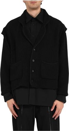 Andrea Ya'aqov Cardigans, male, Black, Size: L Button-front Cardigan