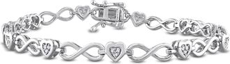 Mimi & Max 1/6ct TDW Heart-shaped Diamond Infinity Link Statement Bracelet in Sterling Silver - 7.25 in