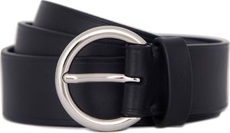 Vince Flat Ring Leather Belt in Black at Nordstrom, Size Medium