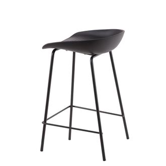 Koketto Home Taburete bajo asiento negro y patas de metal negro