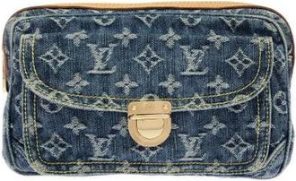 Louis Vuitton Pre-owned Monogram Denim Bumbag - Dames - Vintage Schoudertas - Blauw - ONE Size - Denim - Vintage