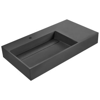 Beliani Beliani - Lavabo Suspendido De Pared Cl&aacute;sico Rectangular Fundici&oacute;n Mineral Acabado Mate 90 X 48 Cm Negro Cusco