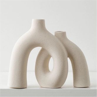 No Brand Jarr&oacute;n Decorativo - Jarr&oacute;n Moderno De Estilo Bohemio Escandinavo Para La Decoraci&oacute;n Del Hogar, Decoraci&oacute;n De Cer&aacute;mica Mate (blanco Roto)