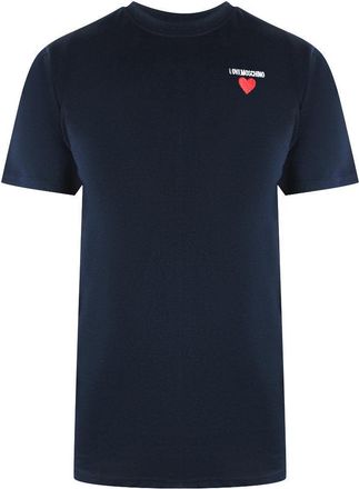 Love Moschino Heren Hart Logo T-Shirt (Marineblauw)