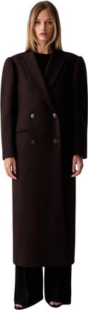 Twinset Wolmix Stoffen Jas - Dames - Mantel - Bruin - M - Wol - Jassen