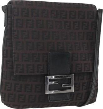Fendi Pre-owned Cross Body Bags, female, Brown, Size: ONE SIZE Pre-owned Canvas Cross Body Bag