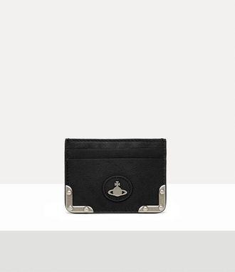 Vivienne Westwood Flat Orb Card Holder Aniline Leather Black-dark-silver-hw One Size Men