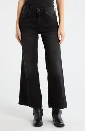 Vigoss Raw Hem Barrel Leg Jeans in Washed Black at Nordstrom Rack, Size 25