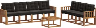 vidaXL Conjunto De Sof&aacute;s De Exterior 8 Uds. Natural Y Negro Vidaxl