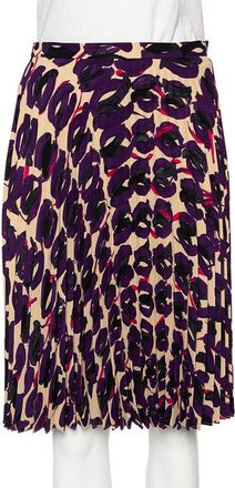 Max Mara Multicolored Printed Georgette Pleated Skirt