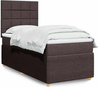 vidaXL Cama Box Spring Con Colch&oacute;n Tela Marr&oacute;n Oscuro 90x200 Cm Vidaxl