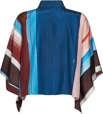 Fendi Womens Cropped Silk Shirt Venetian Stripes Multicolour