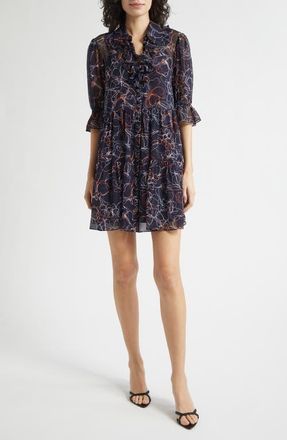 Cinq &agrave; Sept Reanna Malva Floral Print Minidress in Navy Multi at Nordstrom, Size 10