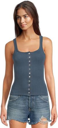 Free People End Game Pointelle Tank Top Womens Clothing Indigo : SM (Womens 4-6), Cotton/Elastane