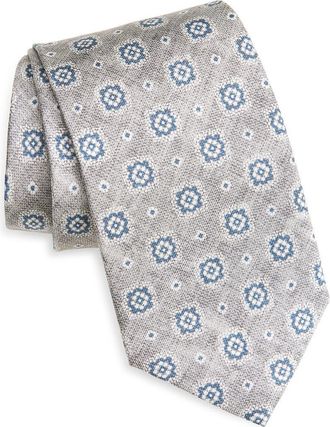 Jack Victor Pearson Medallion Silk Tie in Taupe at Nordstrom
