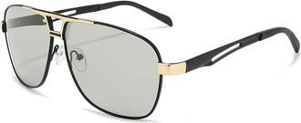 Generic Polarized Mens Sunglasses, Photosensitive Discoloration, Side Cutout Design, Effective Glare Block, Retro Style for Fishing and Travel, Day and Night 