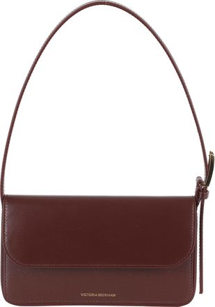 Victoria Beckham Burgundy Dorian Pocket Magnetic Logo-Strap Leather Shoulder Bag