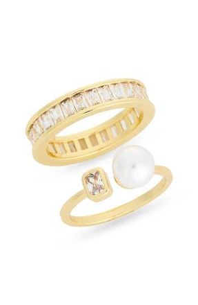 Nordstrom Rack Demi-Fine 2-Pack Assorted Rings in Clear- White- Gold at Nordstrom Rack, Size 8