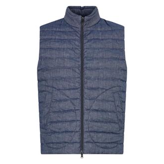 Herno Vests, male, Blue, Size: L Quilted Denim Gilet