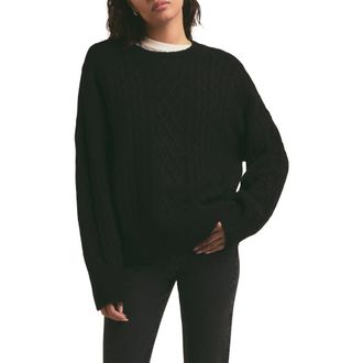 Favorite Daughter Oversize Cable Knit Sweater in Black at Nordstrom, Size Medium