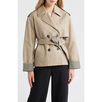 Rag & Bone Bonnie Crop Trench Coat in Khaki at Nordstrom, Size Xx-Small