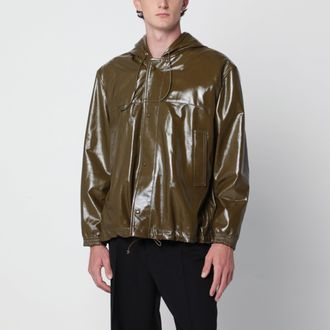 Namacheko Forest green Brigham jacket in leather with glossy finish