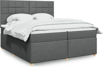vidaXL Vidaxl - Cama Box Spring Con Colch&oacute;n Tela Gris Oscuro 200x200 Cm