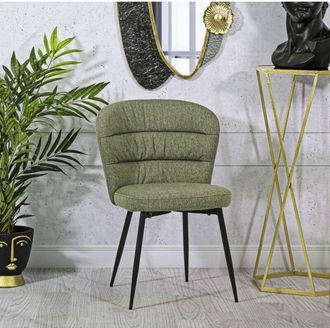 Dmora Juego De 2 Sillas Bitritto, Sentarse En El Interior, Silla Acolchada, Sill&oacute;n Multiusos, 58x61 H85 Cm, Negro Y Verde - Dmora