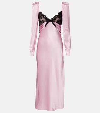 Alessandra Rich Vestido midi de seda con encaje