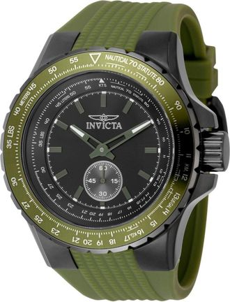 Invicta Aviator 49311 Herenhorloge - Quartz Uurwerk - Roestvrij Staal met Zwarte Wijzerplaat - 50 mm