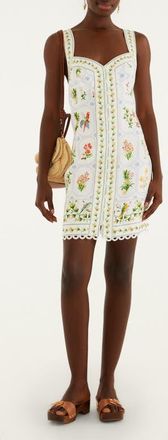 Farm Rio Tropical Porcelain Linen Minidress in Off-White at Nordstrom, Size X-Small