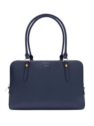 Furla large Boston zip leather tote bag - women - Calf Leather/Polyester/Calf Leather - One Size - Blue