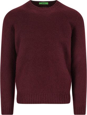 Drumohr Bordeaux Crew Neck Sweater with Ribbed Finishes
