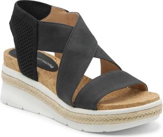 Adrienne Vittadini Carrie Sandals Womens Black Wedge Heel Espadrille ZAP2624