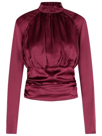 Rotate Kala Burgundy Silk Blouse