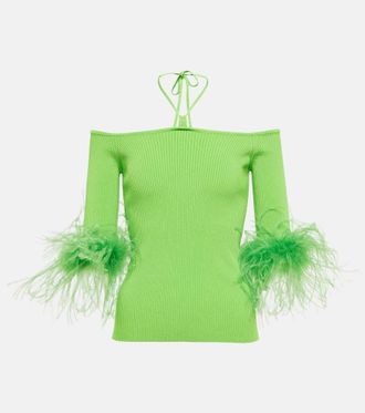 Giuseppe Di Morabito Feather-trimmed knitted top